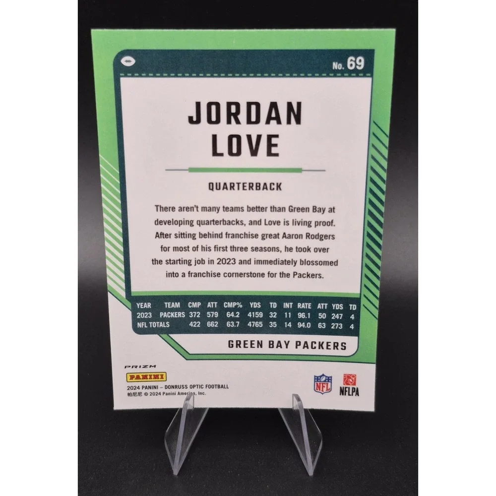 2024 Panini Donruss Optic Jordan Love #69 100 Emoji Prizm Green‎ Bay Packers SP
